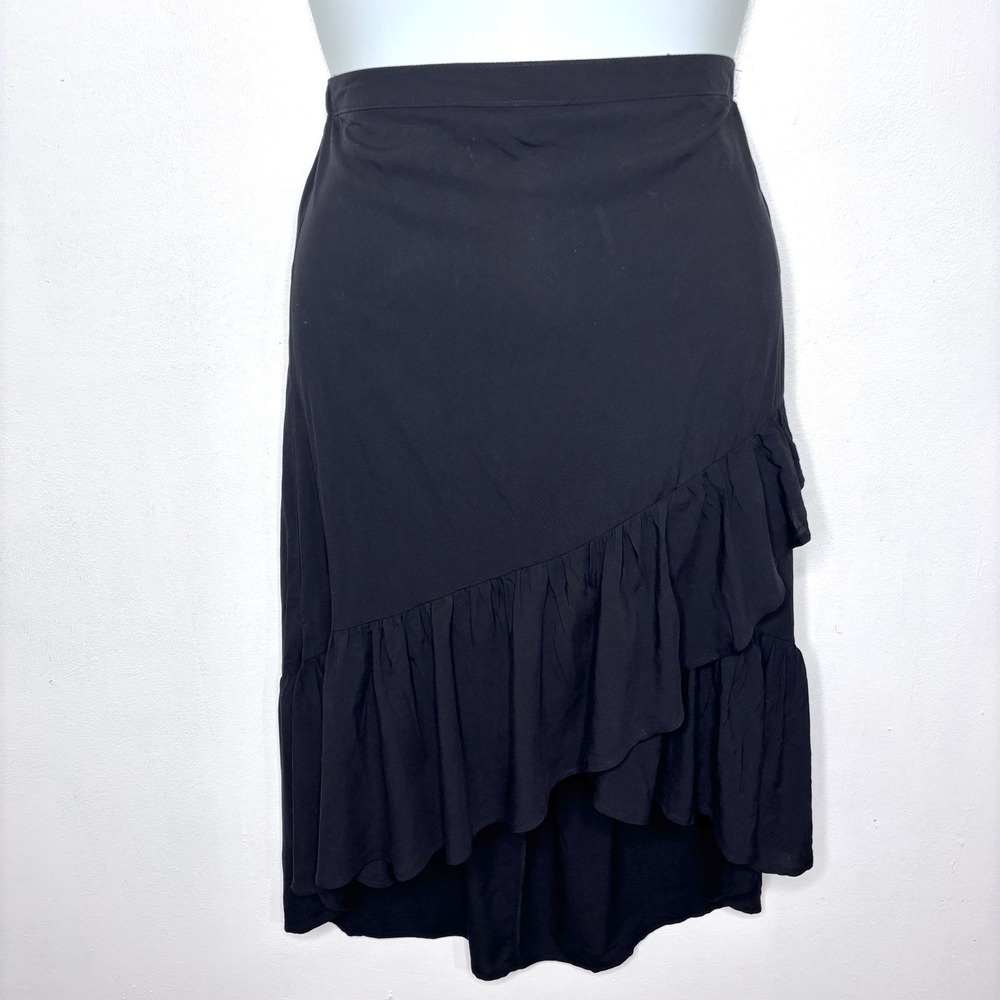 Esmara Skirt 12 Black Ruffle High Low Asymmetrical Layered Hem Minimalist Flowy